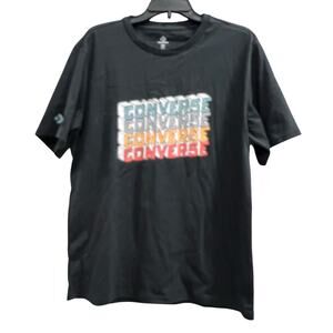 Converse Men's Block Letters Graphic T-Shirt in black cotton fabric NWOT Sz L